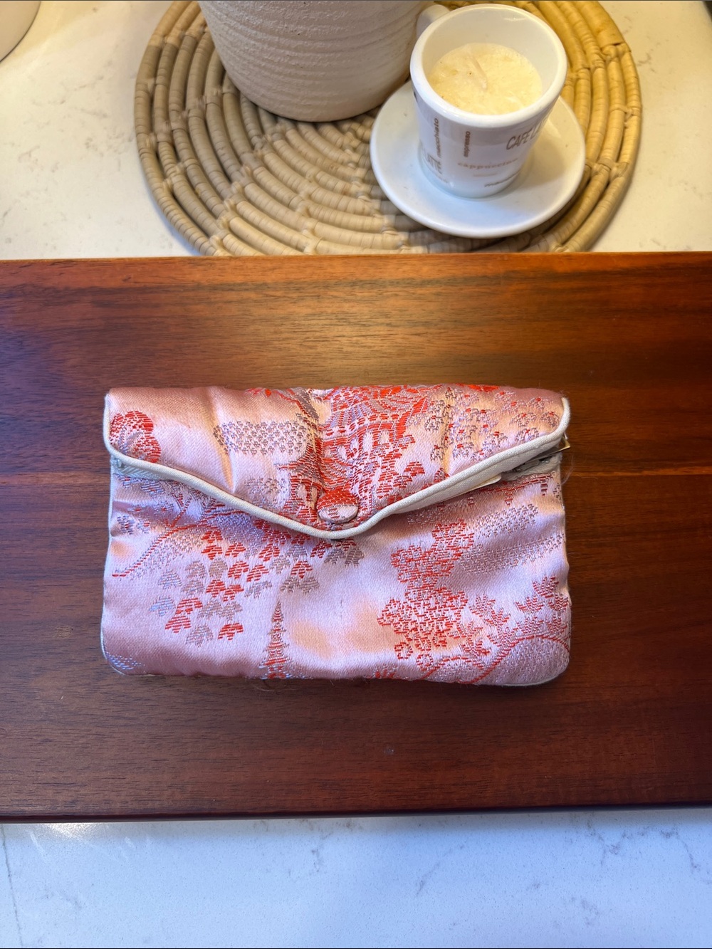 Silk Embroidered Pink Clutch